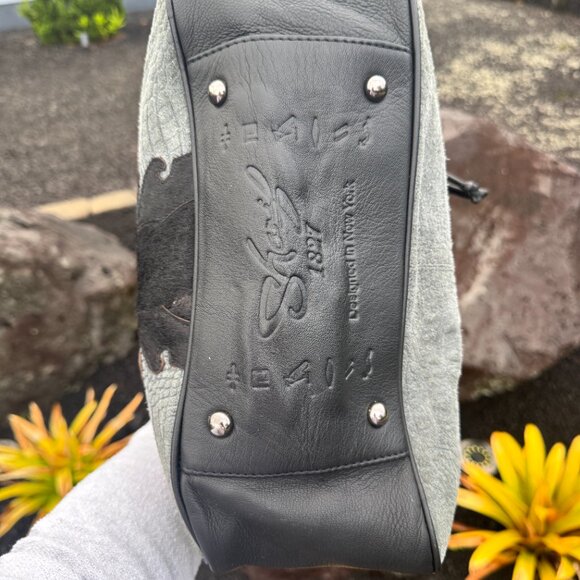 Sharif Gray and Black Shoulder Bag with Silver Accent - Picture 10 of 14